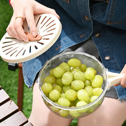 Fruit Drain Basket With Foldable Handle