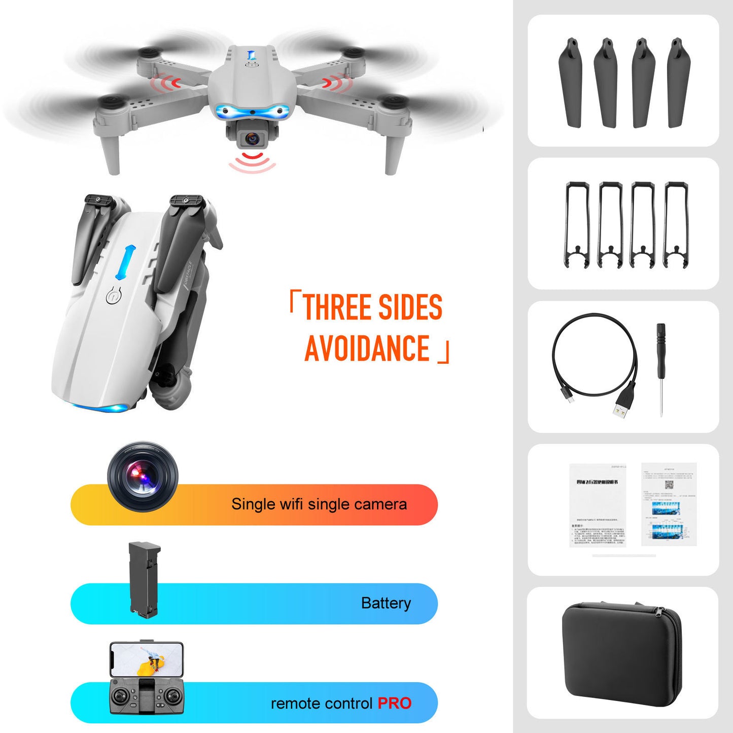 Dual Camera Remote Control Three-sided Drone