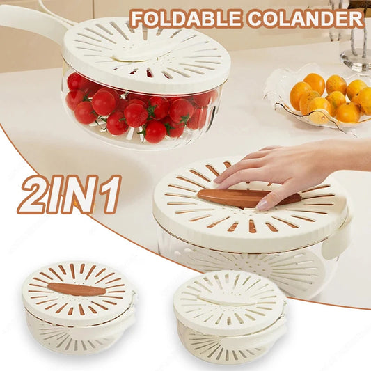 Fruit Drain Basket With Foldable Handle