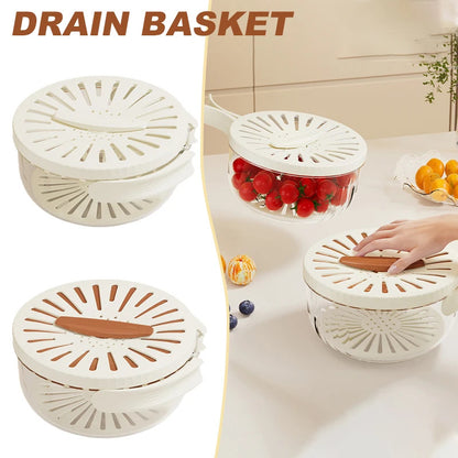 Fruit Drain Basket With Foldable Handle